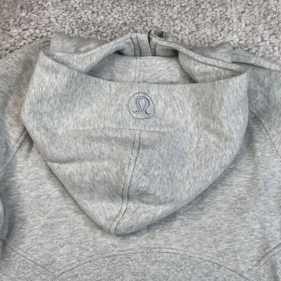 Lululemon Scuba Oversized Half Zip Crop Hoodie Heathered Light Grey M/L - Picture 7 of 12